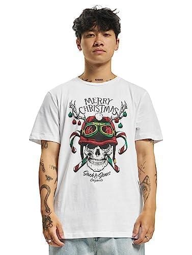 JACK & JONES Jorclaus tee SS Crew Neck Xmas Camiseta, Blanco Brillante, M para Hombre