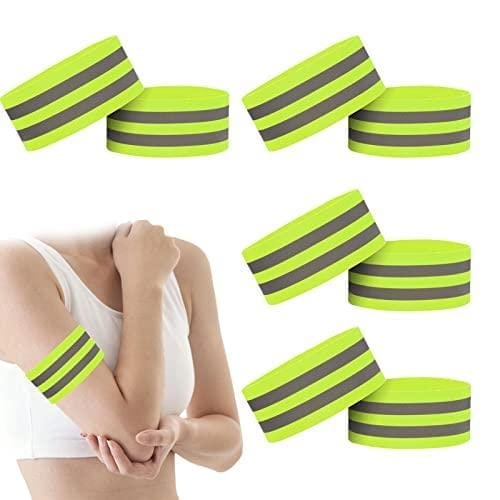 Fiacvrs 8 bandas reflectantes para brazos y piernas, bandas reflectantes para una mejor visibilidad en la oscuridad, para correr al aire libre, bicicleta, senderismo, montar en moto o correr (verde)