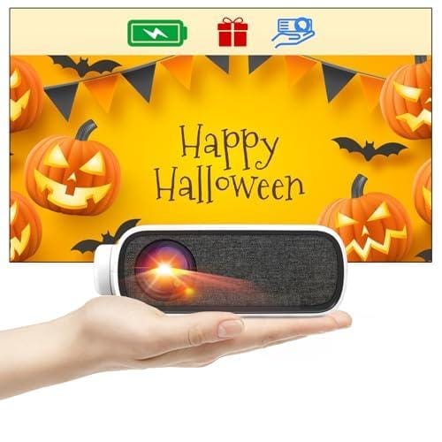 Mini Proyector Portatil con Batería, 2013 Artlii Q Recargable Proyector, Sueño Automático, 75% 100% Zoom, Miniproyector para USB Stick/Movil/Teléfono/PC/TV Stick/HDMI, Regalo para Niños