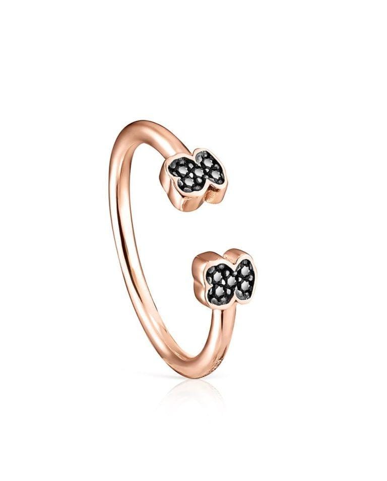 Anillo Motif con baño de oro 18 kt sobre plata rosa con osos de espinelas · Tous