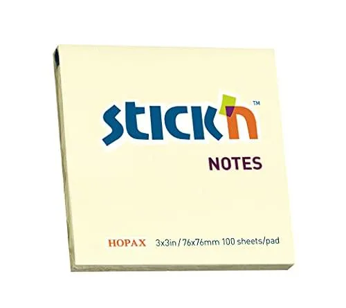 Taco de 100 Notas Adhesivas en Color Amarillo Marcadores Adhesivos de 76 x 76 mm Ideal para Pequeñas Anotaciones y Recordatorios Fácil de Colocar Stick’n For Kids