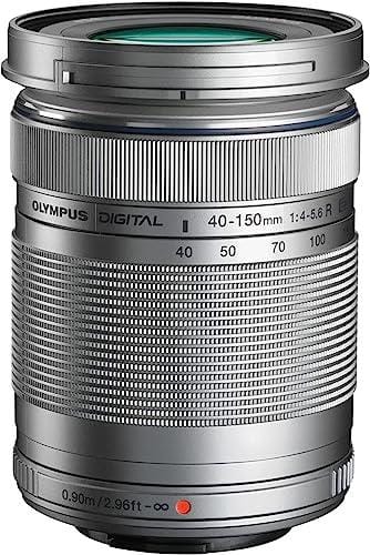Objetivo Olympus M.Zuiko Digital ED 40 150 mm F4 5.6 II, teleobjetivo, adecuado para todas las cámaras MFT (modelos Olympus OM D & PEN, serie G de Panasonic), plata