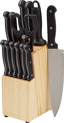 Amazon Basics Juego de cuchillos de cocina y soporte (14 piezas)