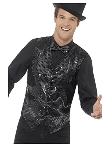 60% DESCUENTO Smiffys Chaleco de lentejuelas, negro , color/modelo surtido