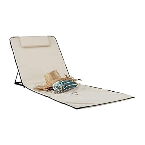 DESCUENTAZO 58% DESCUENTO Relaxdays Tumbona Portátil XXL con Cojín, Plástico, Beige, 4x60x195 cm