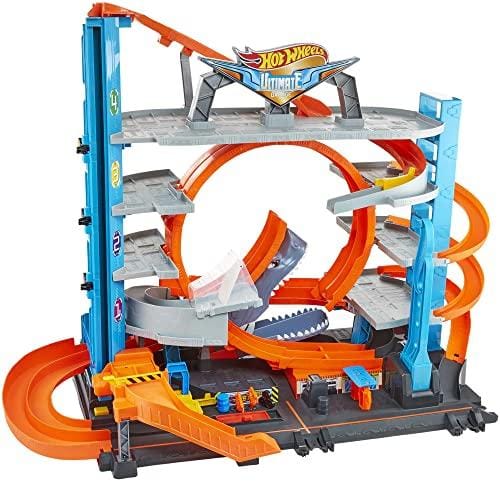 DESCUENTAZO 61% DESCUENTO Hot Wheels City Megagaraje con Tiburón Looping de 2 Carriles y Ascensor para 2 Coches 90+ Plazas Incluye 2 Coches Regalo para Niños de 3+ Años