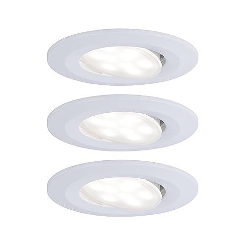 Paulmann 99931 Luminaria empotrable LED Calla, redonda, incl. 3×6,5 W IP65, regulable, foco empotrable, blanco mate, luz para armario, plástico, lámpara empotrable 4000 K