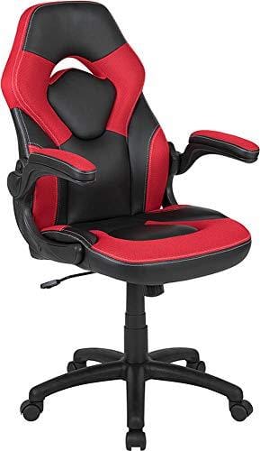 Flash Furniture Silla de Carreras, Plástico Poliuretano Espuma Malla Madera Técnica, Rojo, X10