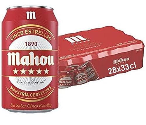 Mahou 5 Estrellas Cerveza Especial Dorada Lager Con Sabor 5 Estrellas, Pack de 28 Latas x 33 cl, 5.5% Volumen de Alcohol