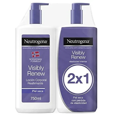 25% DESCUENTO Neutrogena, Visibly Renew Loción Corporal Elasticidad Intensa, Para Piel Seca, Hidratante, Reafirmante, De Rápida Absorción, 2 x 750ml