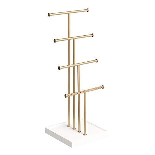 41% DESCUENTO Amazon Basics Joyero de cuatro pisos con forma de árbol, blanco/latón Irregular