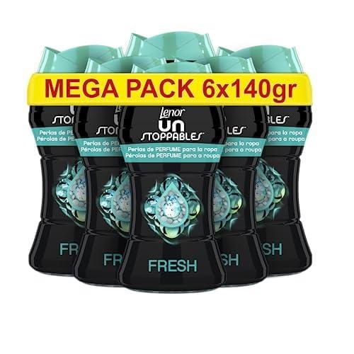 BUENA OFERTA 30% DESCUENTO Lenor UNstoppables Perlas Suavizante de Perfume para la Ropa, 62 Lavados (6 x 140 g), Potenciador de Frescor para el Lavado, Fragancia Fresca