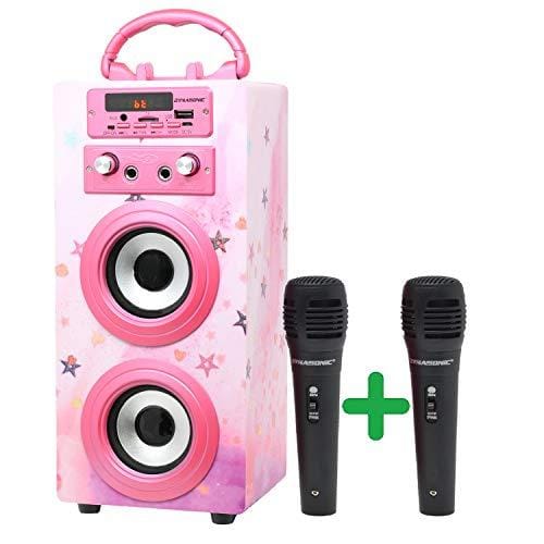 DESCUENTAZO 58% DESCUENTO DYNASONIC (3º Generación Altavoz Bluetooth Portatil Karaoke con Micrófonos Incluidos | Lector USB y SD, Radio FM Modelo 025 (Rosa Brillante)