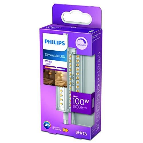 DESCUENTAZO 40% DESCUENTO Philips Bombilla LED Lineal, 100W, Lineal R7S 118 mm, Neutra, Luz Blanca, Regulable