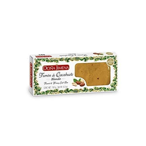 DESCUENTAZO 47% DESCUENTO Doña Jimena Turrón de Cacahuete y Miel, Textura Cremosa, Calidad Suprema, Típico Dulce Navideño, Turrón Tradicional Sin Gluten, Almendra, 150 Gramos
