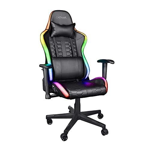 BUENA OFERTA 24% DESCUENTO Trust Gaming GXT 716 Rizza Silla Gaming con iluminación LED RGB Silla Gamer con 350 Colores, Totalmente Giratoria, Respaldo Inclinable, Silla Escritorio para Ordenador, Oficina, PC Negro