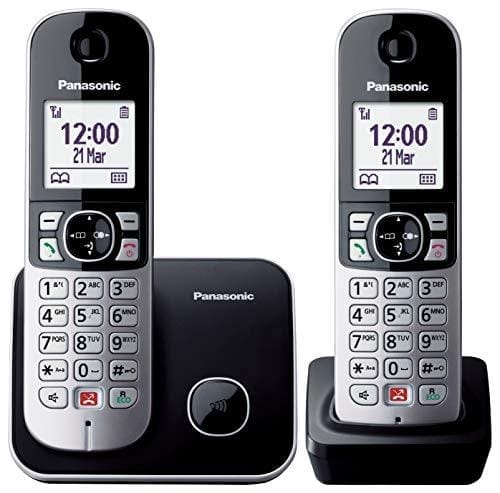 DESCUENTAZO 40% DESCUENTO Panasonic KX TG6852 Teléfono Fijo Inalámbrico Dúo con Manos Libres (Monitor de Bebes, Bloqueador de Llamadas, Modo No Molestar, Baja Radiación, Modo Eco) Plateado