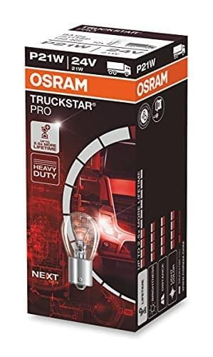 OSRAM TRUCKSTAR PRO P21W, lámpara de señalización halógena, 7511TSP, lámpara para camión de 24 V, caja plegable (10 lámparas)