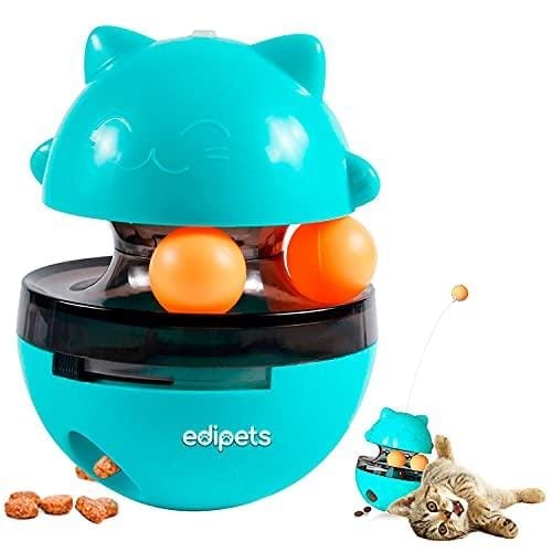 DESCUENTAZO 46% DESCUENTO Edipets, Juguete Gato Interactivo, Bola Dispensador, Alimentador de Comida, para Mascotas Pequeñas y Medianas (Azul)
