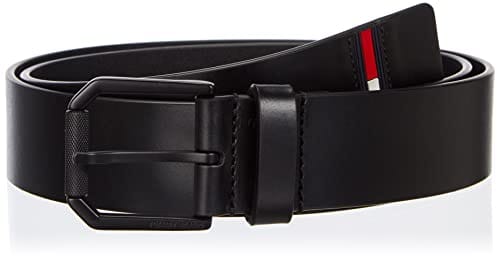 Tommy Jeans Hombre Cinturón TJM New Leather 4.0 Cinturón de Cuero, Negro (Black), 95