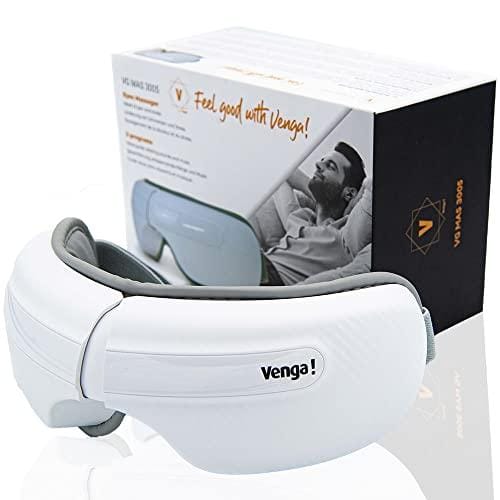 Venga! Masajeador Ocular con Calor, Cojín de Aire, Sones Relaxantes, 3 Modes, Blanco, VG MAS 3005
