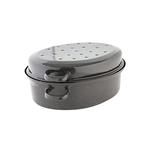 DESCUENTAZO 61% DESCUENTO axentia Tostadora Goose negra/blanca aprox. 42 cm, tostadora de esmalte con tapa, tostadora de esmalte apta para inducción