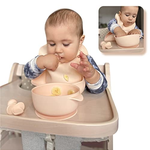 DESCUENTAZO 50% DESCUENTO Set Vajilla Bebe Infantil con Ventosas Extrafuerte de Silicona Impermeable Compuesta por Cubiertos Ergonómicos Platos Pack Niño Niña Cubiertos Aprendizaje desde 6 meses