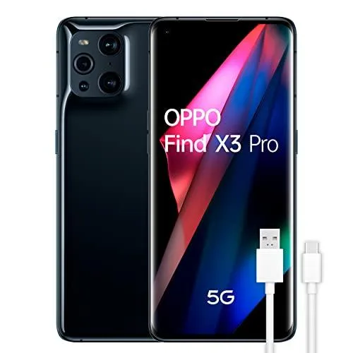 DESCUENTAZO 62% DESCUENTO OPPO Find X3 Pro 5G Teléfono Móvil libre, 12GB+256GB, Cámara 50+50+13+3 MP, Smartphone Android, Batería 4500mAh, Carga Rápida 65W, Dual SIM, Cable USB extra Negro
