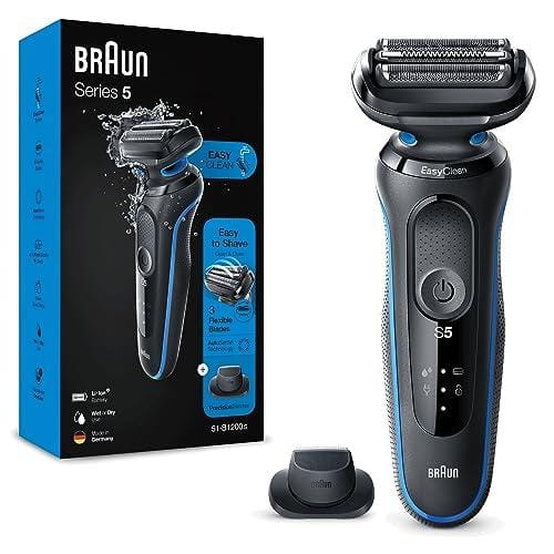 47% DESCUENTO Braun Series 5 Afeitadora Eléctrica Hombre, Máquina de Afeitar Barba con Recortadora De Precisión EasyClick, EasyClean, en Seco y Mojado, Recargable, Inalámbrica, 51 B1200s, Azul