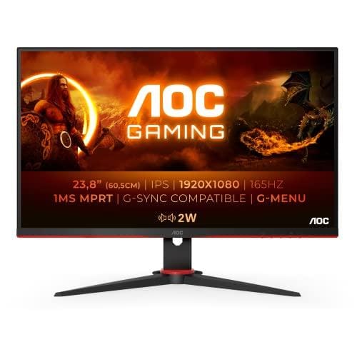 BUENA OFERTA 34% DESCUENTO AOC Gaming 24G2SPAE Monitor FHD de 24 Pulgadas, 165 Hz, MPRT de 1 ms, FreeSync, Compatible con G Sync, Altavoz (1920 x 1080, VGA, HDMI, DisplayPort), Color Negro y Rojo