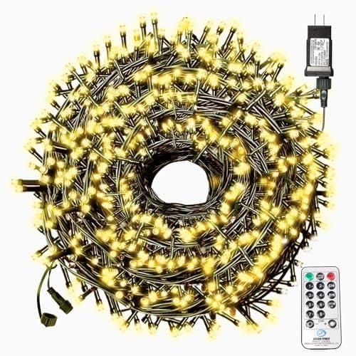 PEMOTech Luces Navidad Exterior 30M 300LED, Guirnaldas Luces con 8 Modos, Luces Arbol Navidad IP44 Impermeable con Control y Remoto Temporizador para Decorar Jardín, Balcón, Boda, Fiesta