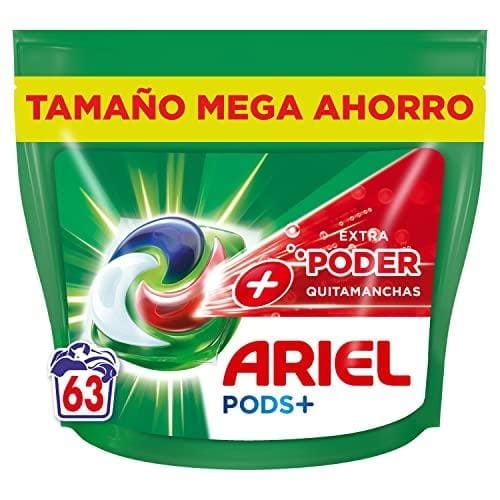 DESCUENTAZO 42% DESCUENTO Ariel All in One Detergente Lavadora Liquido en Capsulas/Pastillas, 63 Lavados, Jabon Limpieza Profunda, Mas Poder Extra Quitamanchas