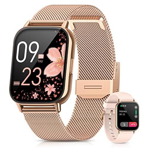 54% DESCUENTO SWGOTA 2023 Reloj Inteligente Mujer con Llamadas Bluetooth, 1.85″ HD Display Smartwatch Seguimiento Menstrual, Pulsómetro SpO2 Monitor Sueño Calorías Podómetro Whatsapp Notificaciones Android iOS Oro