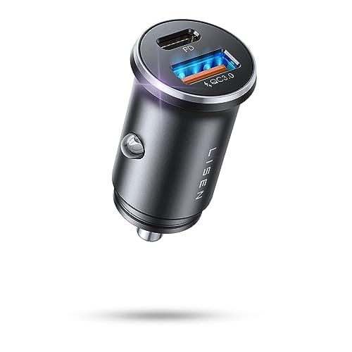 LISEN Cargador Coche Carga Rapida, 54W Cargador Coche USB C 12v PD&QC3.0 Cargador Mechero Coche Adaptador Mechero Coche A Enchufe Cargador Movil Coche con iPhone 15 14 13 Pro MAX, iPad, Samsung S23