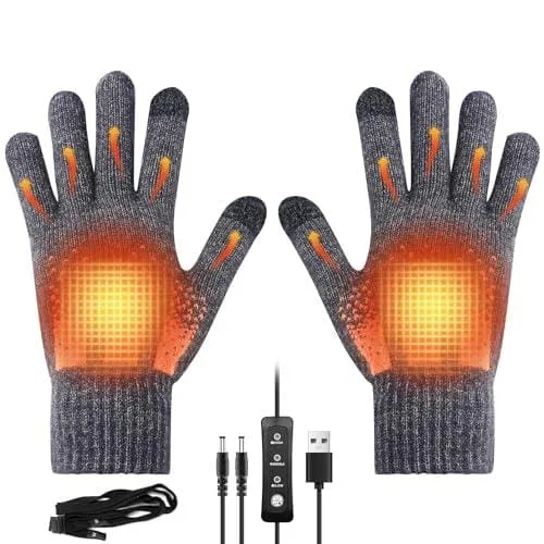 icyant Guantes calentados por USB para Mujeres y Hombres, Guantes de Invierno, Lavables, Guantes de Temperatura Ajustables Pantalla táctil calefacción Guantes Calientes Regalo Invierno