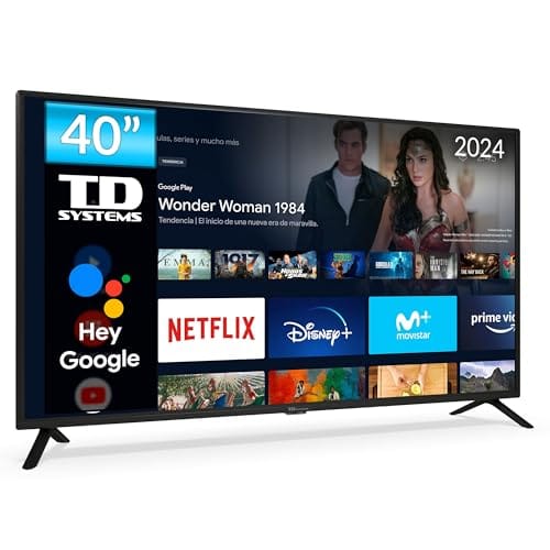BUENA OFERTA 37% DESCUENTO TD Systems Smart TV 40 Pulgadas Led Full HD, televisor Hey Google Official Assistant, Control por Voz, Android 11 K40DLC18GLE