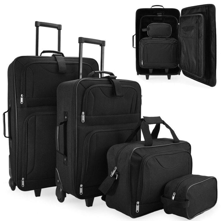 T-LoVendo – Juego de maletas de viaje 4 pcs con bolso y neceser, Negro. Material tela. Gran calidad. | Miravia