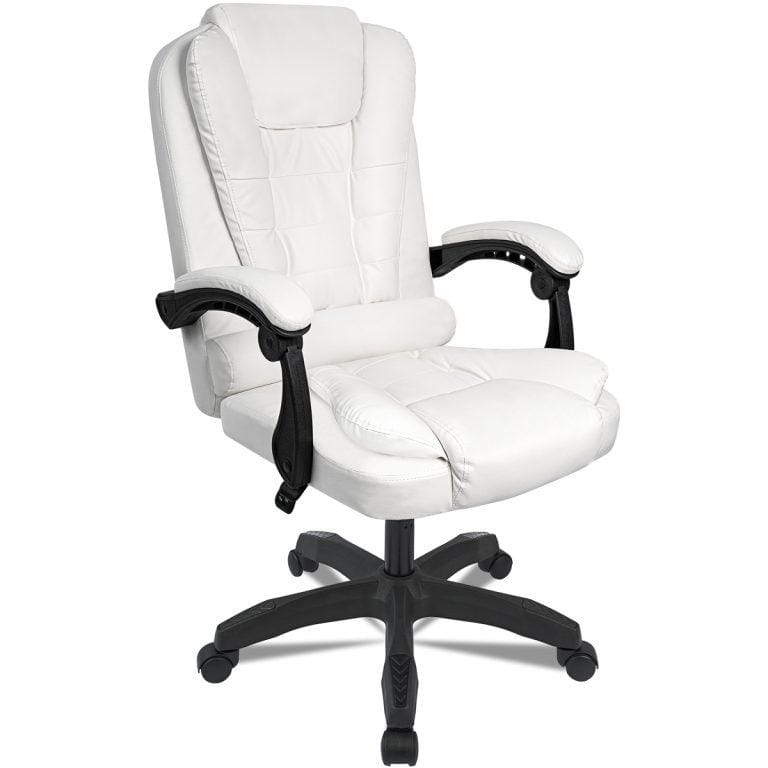 T-Lovendo – Sillón de oficina silla de director de estudio para casa o trabajo. Altura ajustable. Piel sintética. Respaldo reclinable. Máxima comodidad. Diseño elegante. Color blanco. Fácil montaje. | Miravia