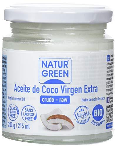 NaturGreen Aceite de Coco, Primera Presión en Frio, Aceite Ecológico para Cocinar y Hornear 200 g, Pack 6 unidades