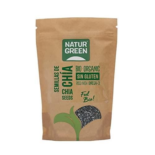 NaturGreen Semillas de Chía BIO, Semillas Ecológicas, Fuente de Fibra, Ricas en Omega 3, Sin Gluten, Vegan Pack 12 Unidades de 250 g