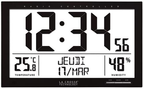 DESCUENTAZO 62% DESCUENTO LA CROSSE TECHNOLOGY WS8013 Reloj de Pared con Lectura de Pantalla Grande Negro L