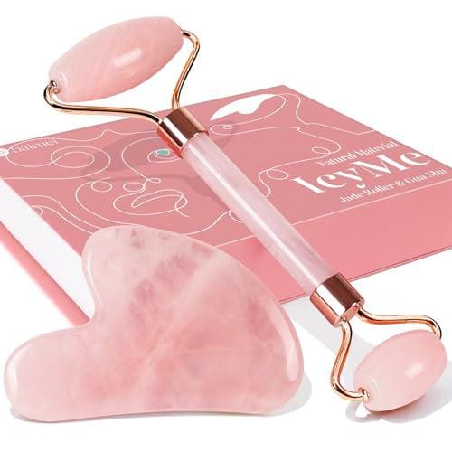 58% DESCUENTO BAIMEI Gua Sha y Rodillo De Jade Regalo Set, Rodillo Cuarzo Rosa Skin Care Tool Por Mandar a Tu Madre, Rodillo Facial Lifting y Reafirma Rostro, Cuello, Gua Sha Reduce Arrugas y Masajea Ojos