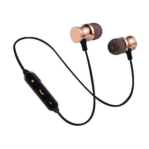 Shot Case Auriculares Bluetooth de Metal para iPhone 11 inalámbricos con Mando a Distancia, Sonido Manos Libres, universales, Color Dorado