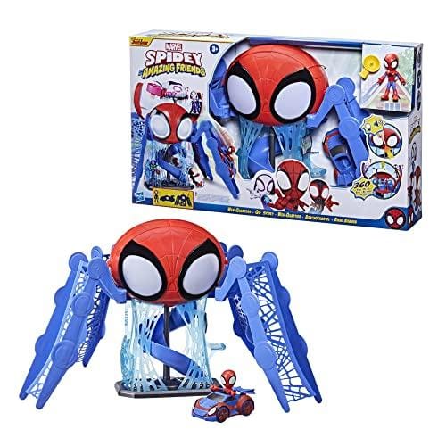 Marvel Spidey and His Amazing Friends Playset Aracnocuartel Figura y vehículo para niños a Partir de 3 años