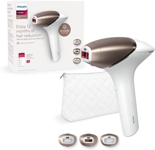 BUENA OFERTA 34% DESCUENTO Philips Lumea Depiladora Luz Pulsada IPL Serie 9000 con Tecnología SenseIQ, 3 accesorios para el cuerpo, la cara y zonas de precisión, con cable (modelo BRI955/00)