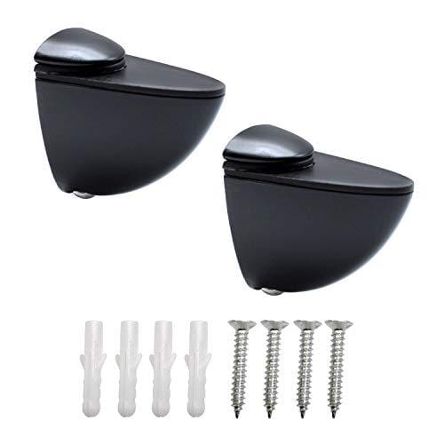 DESCUENTAZO 40% DESCUENTO LERANXIN 2 Piezas Soporte de Estante de Vidrio de Pared Soporte de Estante de Vidrio Ajustable Soporte de Vidrio Soporte de Madera, Vidrio de Espesor Adaptable de 8 10 mm,Negro Abrazadera de Vidrio