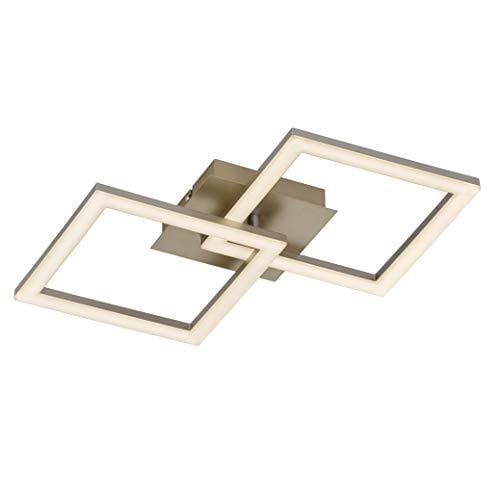 DESCUENTAZO 53% DESCUENTO EGLO Lámpara LED de techo Huerta, moderna lámpara de salón, 2 focos, lámpara de cocina, de metal en níquel mate, plástico en blanco, lámpara LED de dormitorio blanco cálido, L x B 37 cm