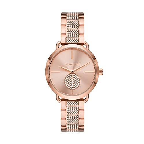 34% DESCUENTO Michael Kors Reloj para mujer Portia de acero inoxidable en tono oro rosa con tres agujas, MK4598