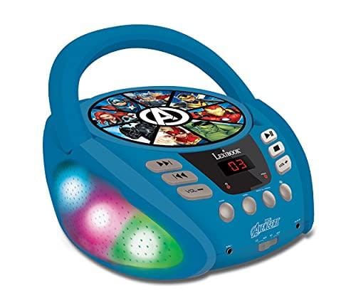 DESCUENTAZO 49% DESCUENTO LEXIBOOK Marvel Avengers (Los Vengadores) Lector de CD Bluetooth Portátil, Efectos Multicolores, Entrada para micrófono, AUX IN, AC o Funciona con batería, Niños, Azul/Hielo, Color Negro