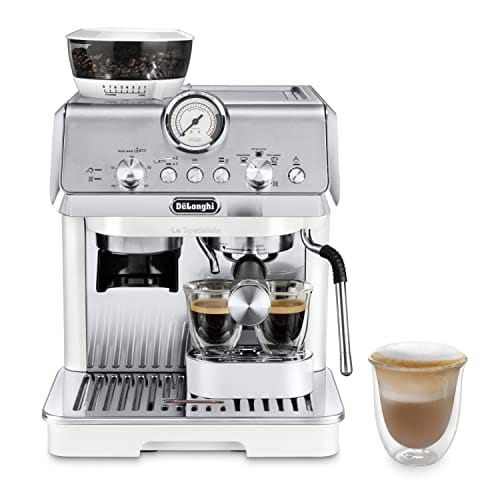 DESCUENTAZO 53% DESCUENTO De’Longhi La Specialista Arte EC9155.W, Cafetera Expresso Manual, Tecnología de Molido con Sensor y 8 Ajustes, Control Activo de la Temperatura, Espumador de Leche MyLatte Art, 1550W, Blanco